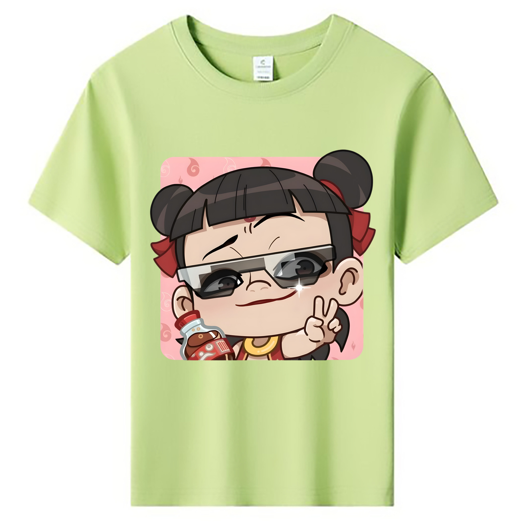 （画像用） Ne Zha 2 ナタ 魔童の大暴れ 綿100％キッズTシャツ（フロントプリント）